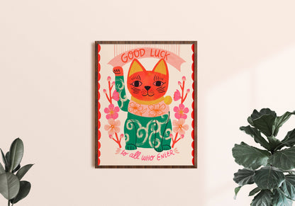 Japanese Lucky Cat Art Print