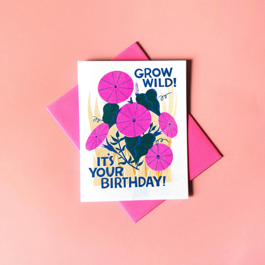 Grow Wild Wildflower Birthday Greeting Card