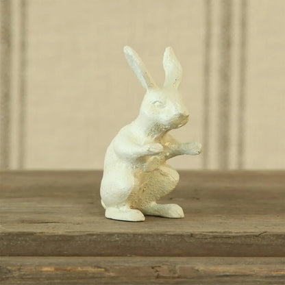 Curious Rabbit - Cast Iron Hare - Antique White