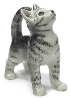 Porcelain Grey Tiger Kitten Figurine