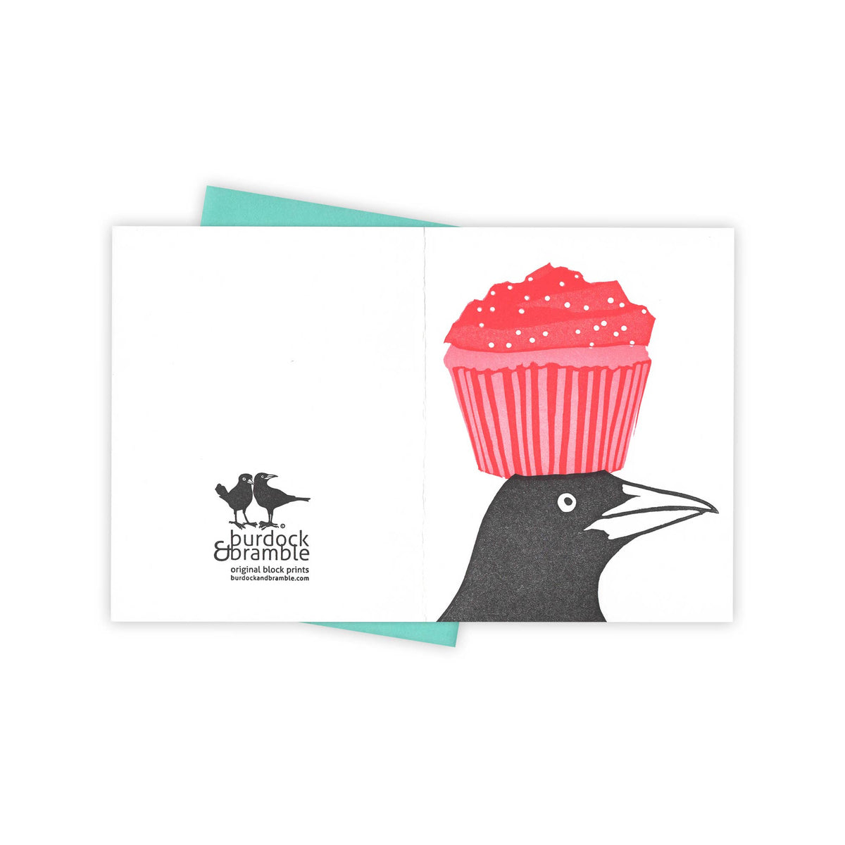 Cupcake Grackle Letterpress Birthday Greeting Card