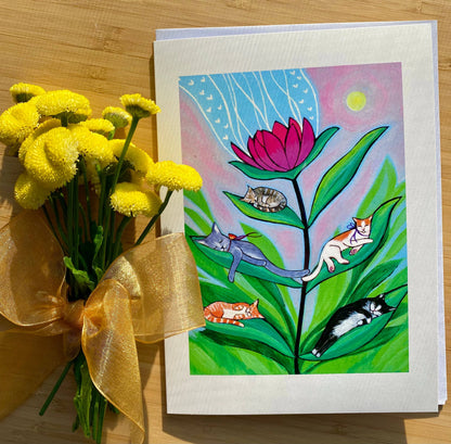 Cats and Blooms Card Set (Blank Inside)