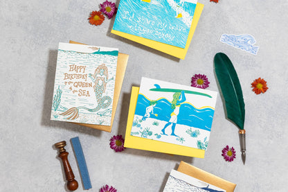 The Queen of the Sea Letterpress Birthday Card