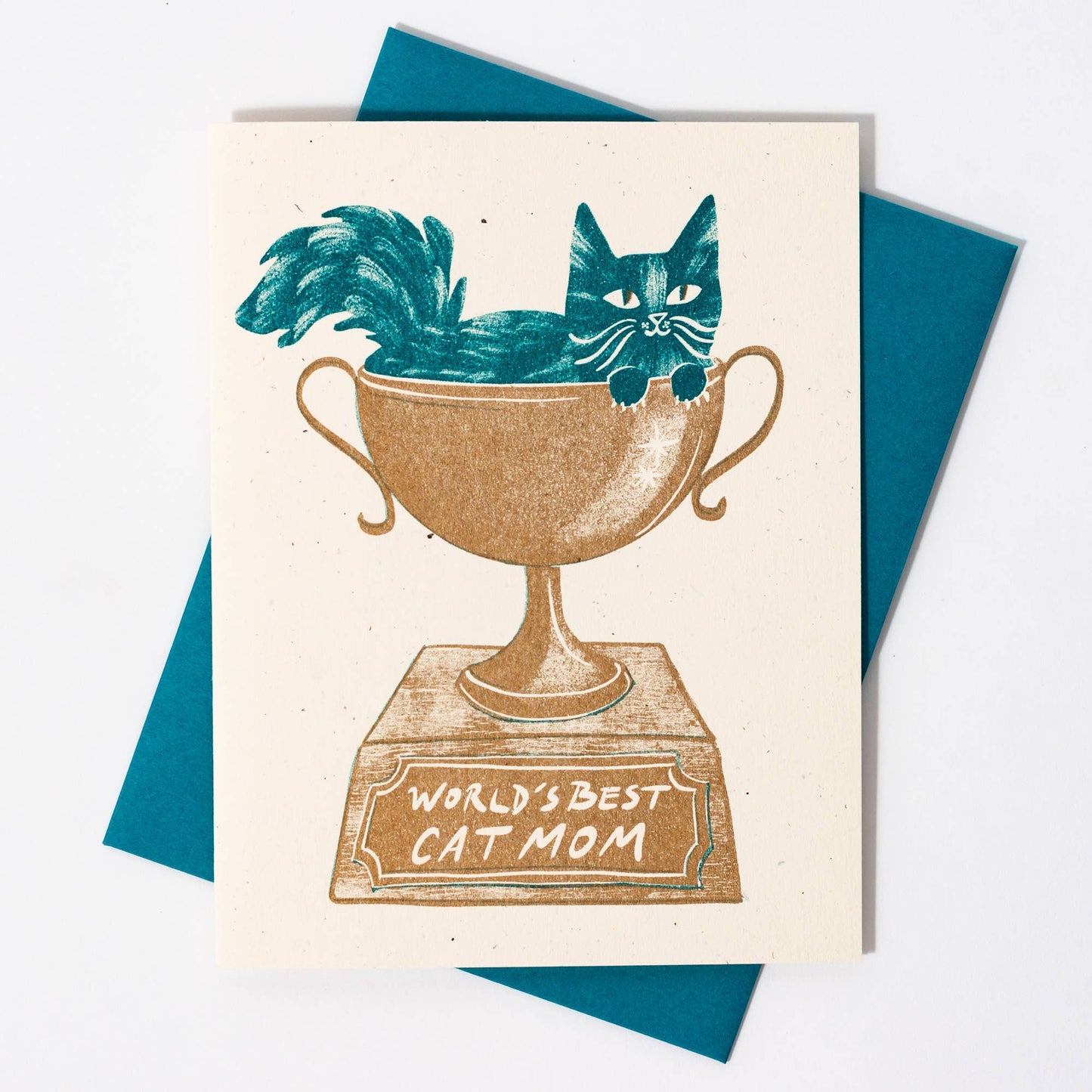 World's Best Cat Mom Trophy Greeting Card