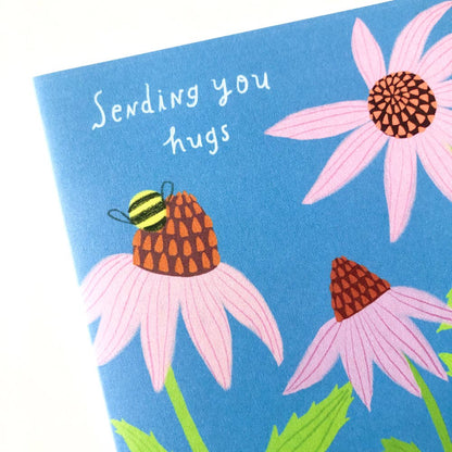 Echinacea Sending Hugs Encouragement Greeting Card
