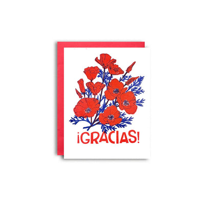 Gracias Poppies Greeting Card