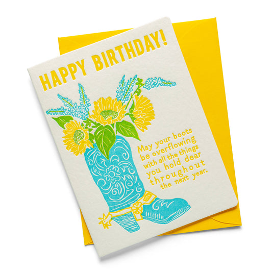 Birthday Boots Letterpress Birthday Card