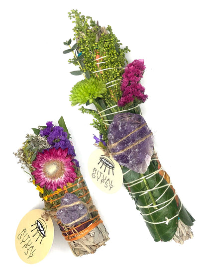 Ritual Wand + Amethyst I White Sage Smudge Stick