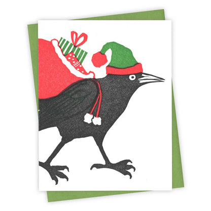 Jingle All the Way Grackle Letterpress Holiday Greeting Card