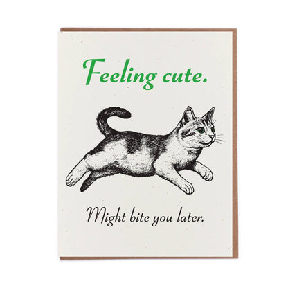 Feeling Cute Kitten Letterpress Greeting Card
