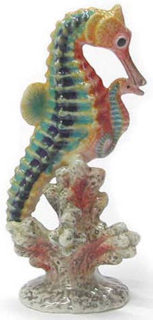 Porcelain Seahorse with Baby Figurine