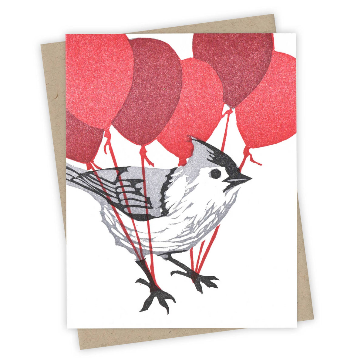 Up and Away Titmouse Letterpress Greeting Card