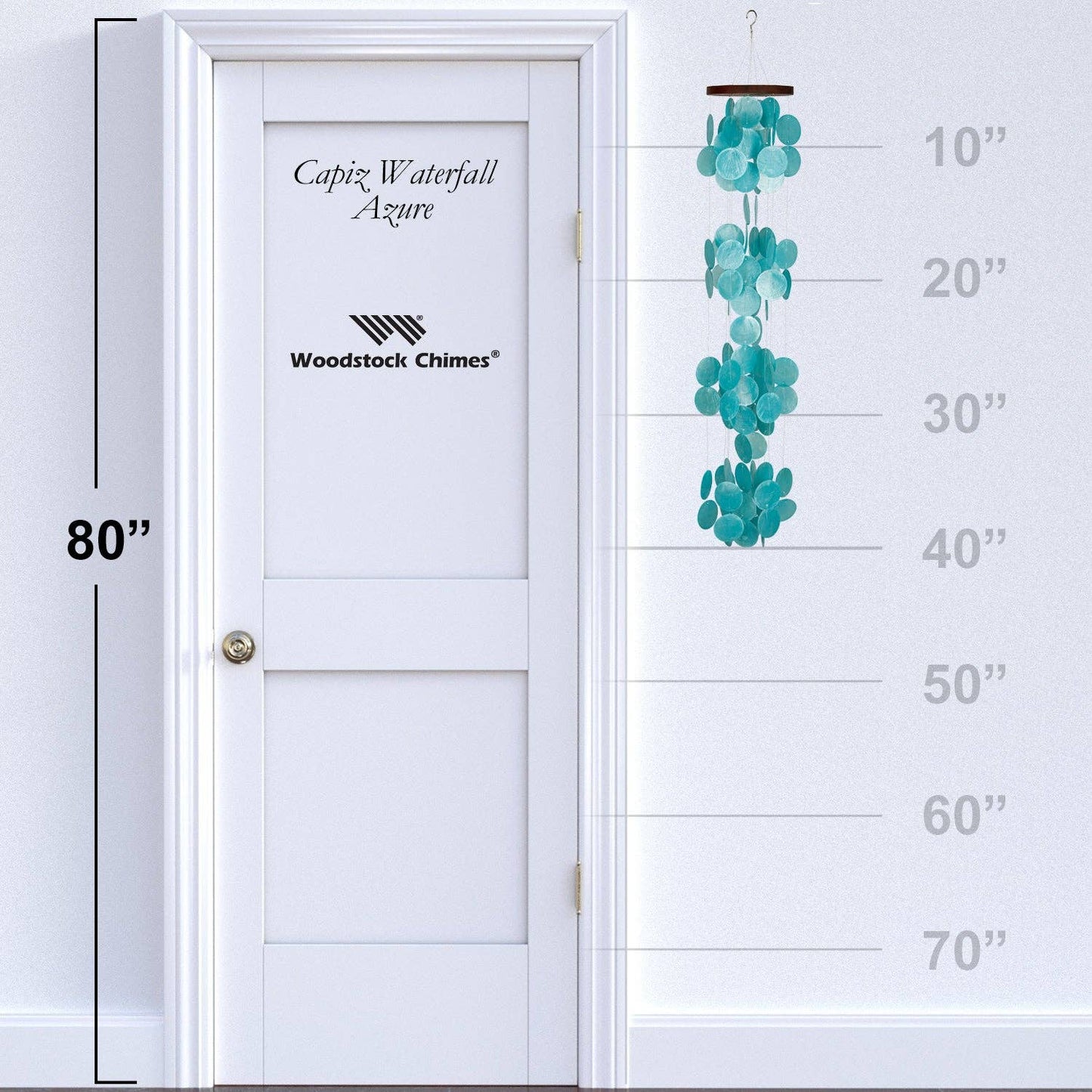 40 in. Woodstocks Capiz Waterfall Chime