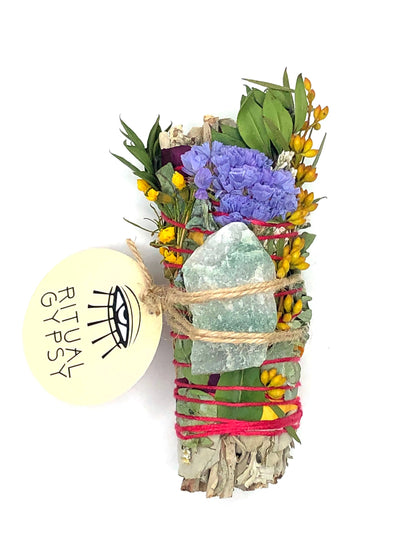 Ritual Wand + Aventurine I White Sage Smudge Stick