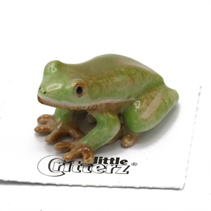 Porcelain Green Tree Frog Figurine