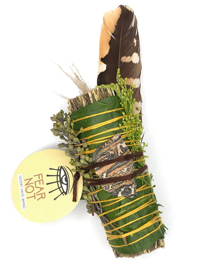 'Fear Not' Desert Sage Smudge + Leopardskin Jasper 4"