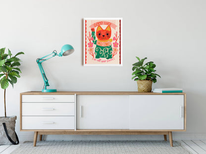 Japanese Lucky Cat Art Print