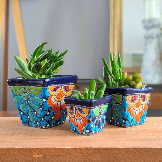 Mexican Talavera Pyramid Pots