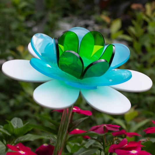  Aqua green flower sculpture | Peacock lotus spring home