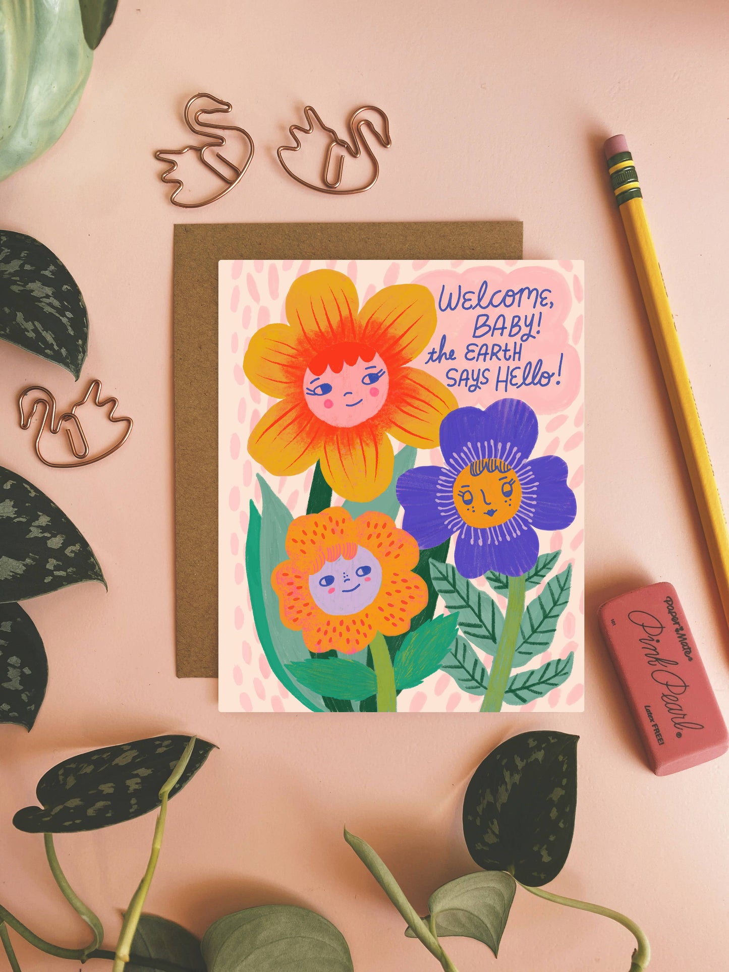 Welcome Baby, the Earth Says Hello Greeting Card