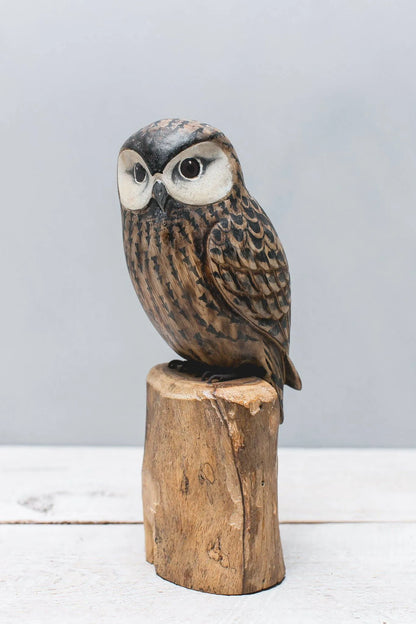 Owl - Saw Whet - 10"H - Hand Carved Ornament