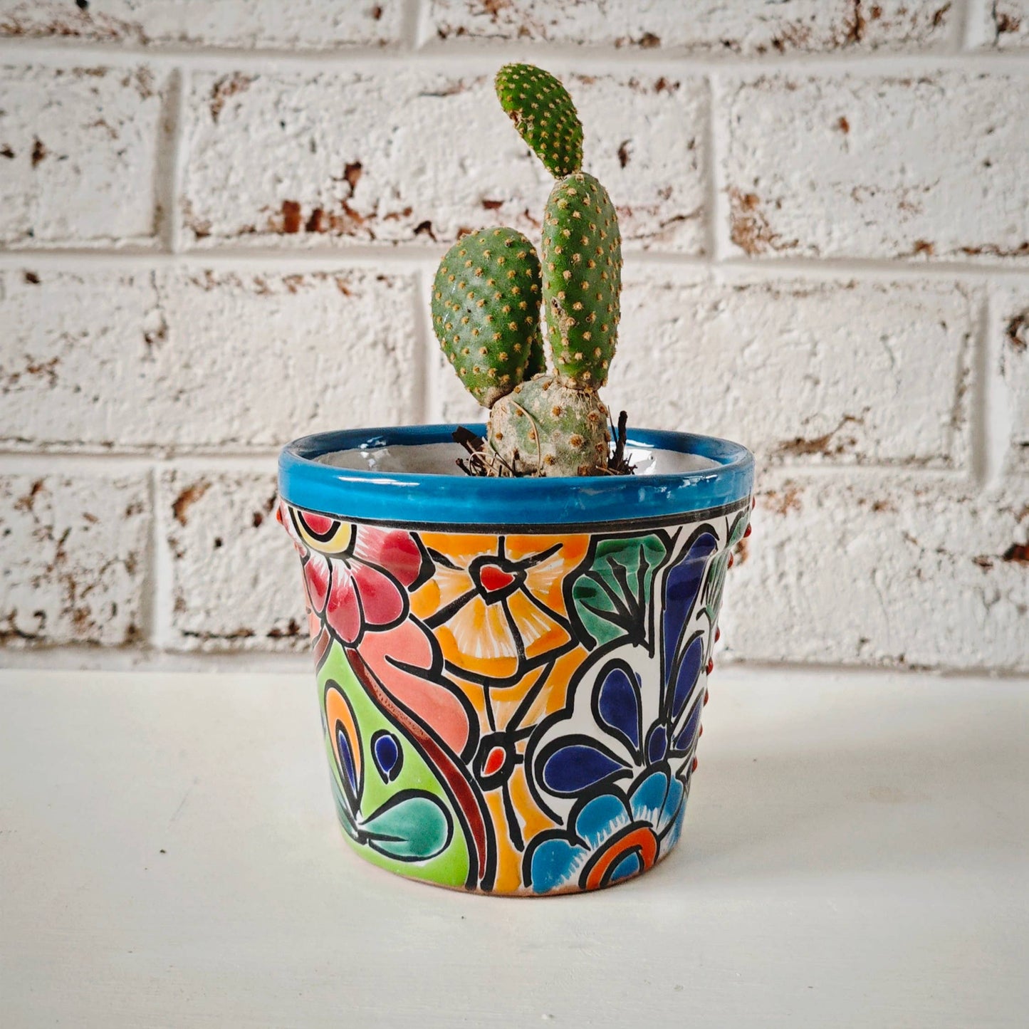 Mexican Talavera Classic Tapered Clay Flower Pot
