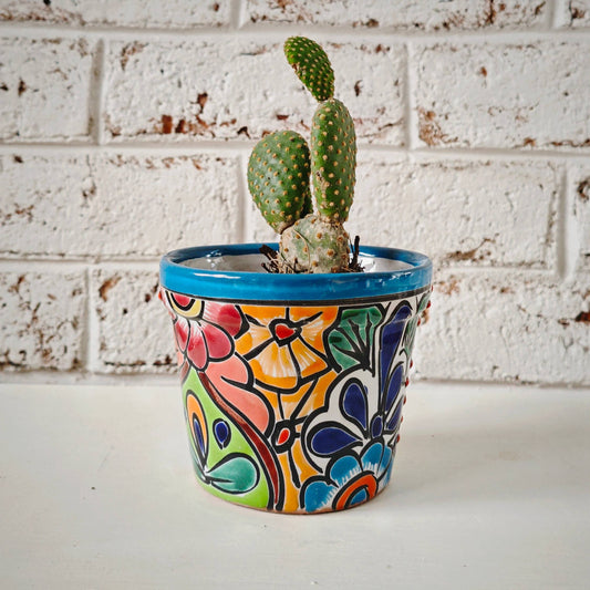Mexican Talavera Classic Tapered Clay Flower Pot