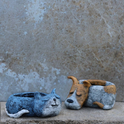 Blue Sleeping Cat Blobhouse® Planter