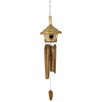 32 in. Woodstock Thatched Roof Birdhouse Bamboo Chime