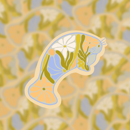 Floral Manatee Sticker