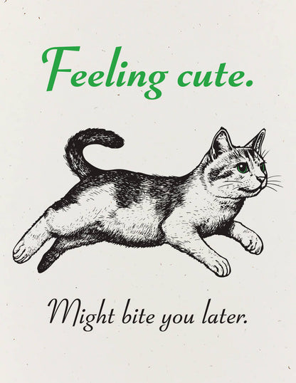 Feeling Cute Kitten Letterpress Greeting Card