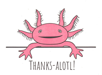 Axolotl Thanks Letterpress Thank You Greeting Card