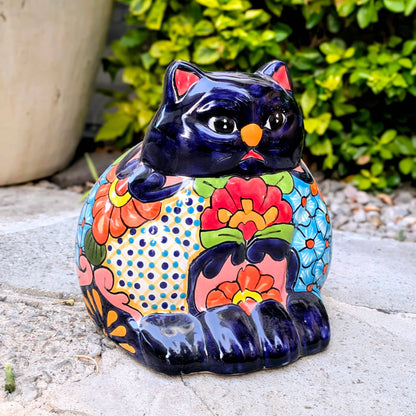 Mexican Talavera Oval Cat Planter
