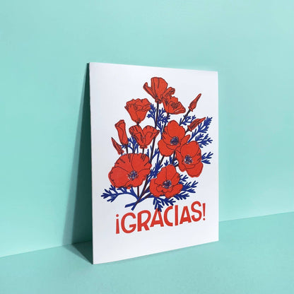 Gracias Poppies Greeting Card